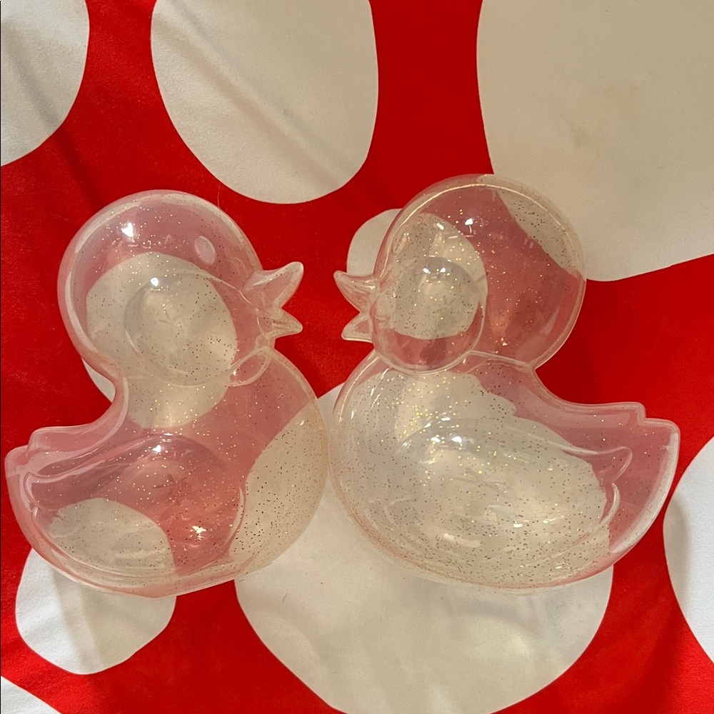 Glittery Pink Duck Figurines